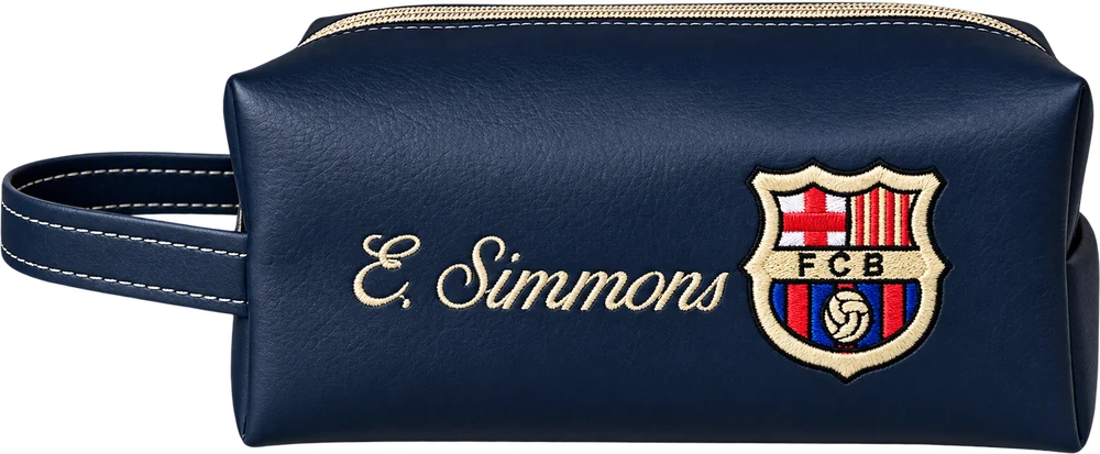 Estuche azul marino bordado E. Simmons con escudo